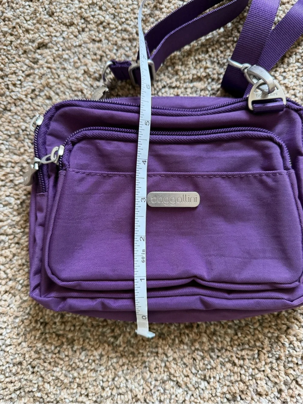 BAGGALLINI Plum Purple Nylon Zippered Crossbody Shoulder Bag